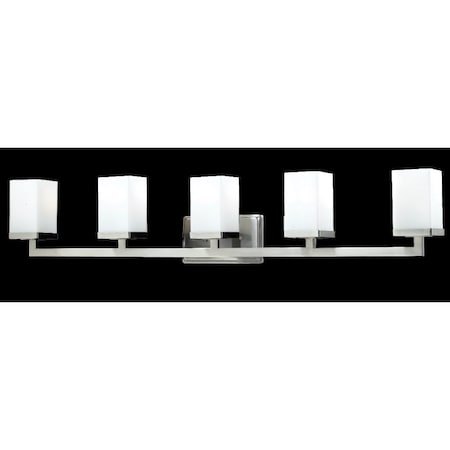 Z-Lite Tidal 5 Light Vanity, Brushed Nickel & Matte Opal 1900-5V